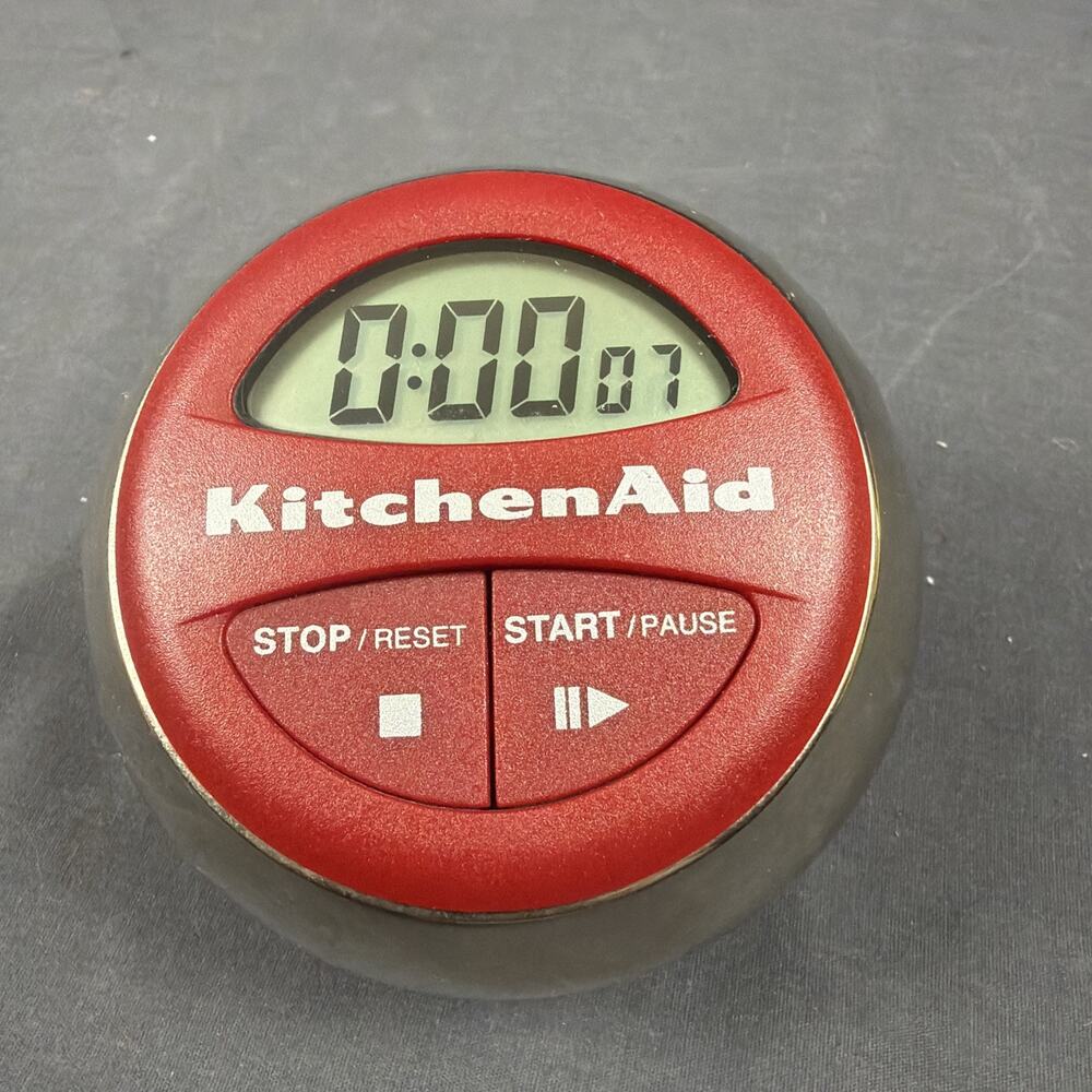 KitchenAid Digital Kitchen Timer Red Magnetic Round LCD Display Cooking Tool